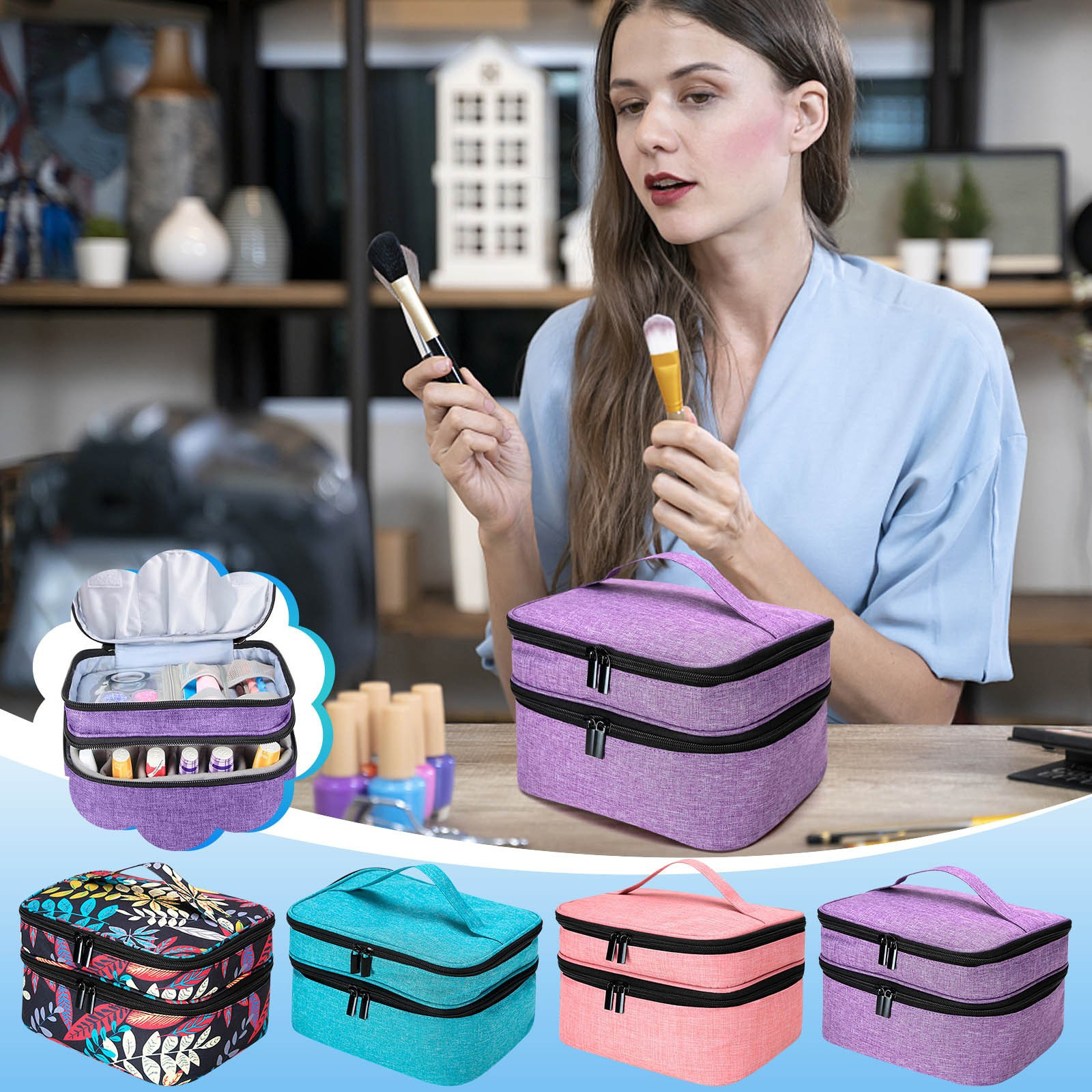 Under 10, Sewing Supplies Organizer, Double-Layer Sewing Box, Large Sewing Basket with Storage Bag, Perfect for Accessories \u0026 Sewing Kit Organization for Women, Durable Tools | Oxford Cloth, Pk
